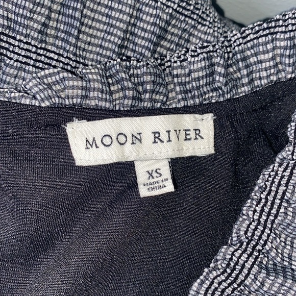 Anthropologie Moon River Lila Ruffle Pewter Empire Waist Peasant Mini Dress XS - Picture 5 of 15